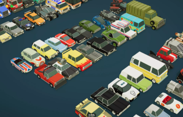Unity – 80 辆风格化卡通汽车 Cartoon Vehicles Full Pack – Low Poly Cars (80 Cars)