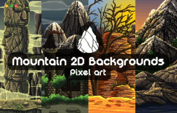 像素化2D游戏大山背景 MOUNTAIN PIXEL ART 2D GAME BACKGROUNDS