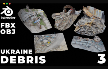 模型资产 – 战争废墟碎片的扫描模型 Vol.3 Debris