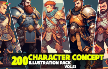 200 个人物概念插画美术参考照片 200 Character concept Illustration Pack Vol.01