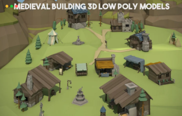 中世纪3D游戏建筑模型 MEDIEVAL BUILDING 3D LOW POLY MODELS