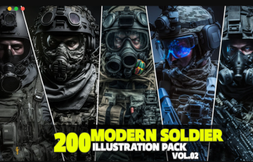 200 张现代士兵装备设计插画参考照片 200 Modern Soldier Illustration Pack Vol.02