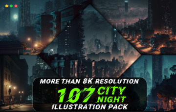 107 张城市夜景参考图集 107 City Night Illustration Pack – Vol 1 (More Than 8K Resolution)