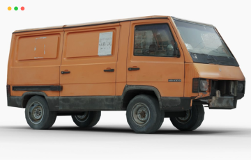 模型资产 – 橙色面包车3D模型 3D Orange Car – LowPoly model