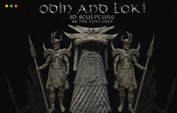 模型资产 – 奥丁和洛基3D雕塑 Odin And Loki 3D Sculpture