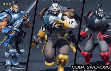 Unity – MOBA游戏角色剑客模型和动画 MOBA Swordsman – model & animations