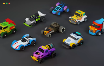 Unity – 微型卡通赛车资产包 Low Poly Tiny Cartoon Racing Cars Asset Pack
