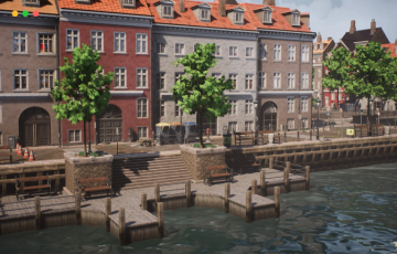 【UE4/5】北欧港口模块化城市建筑套件 Nordic Harbour – Modular City Building Kit