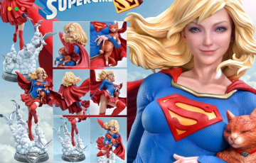 模型资产 – 3D打印模型女超人角色 Supergirl Statue – Printable
