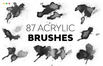PS笔刷 – 87支丙烯画笔笔刷 87 Acrylic Brushes