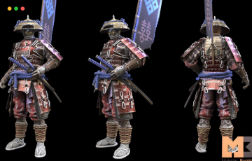 模型资产 –  日本武士游戏角色 Samurai