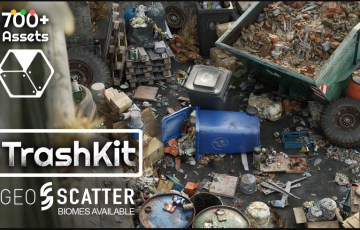 Blender插件 – 废弃垃圾堆物品 Trash Kit – 3d Assetkit