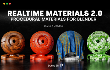 Blender预设 – 200种实用抽象陶瓷泥土金属油漆真实材质贴图预设 Realtime Materials For Blender