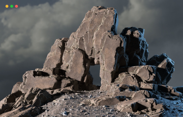 模型资产 – 高质量悬崖石头游戏3D模型 Blocky cliff Low-poly 3D model