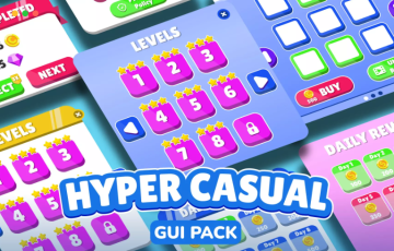 Unity – 休闲游戏 GUI资产 Mega Hyper Casual GUI Pack