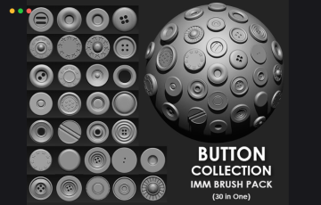 30 种纽扣笔刷套装 Buttons Collection IMM Brush Pack (30 in One)