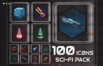 100 个科幻风格游戏图标 100 Sci-Fi Icons Pack