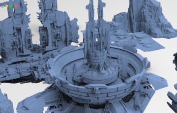模型资产 – 宇宙科幻飞船基地 3D模型 Halo Forerunner Inspired Gateway Kit Bash 3D model