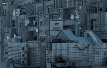 Blender – 反乌托邦建筑屋顶场景 Dystopian Building Roof Scene 3D Blender File