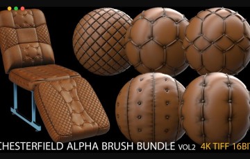 皮质纹理贴图包 chesterfield alpha brush bundle v2