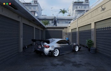 Blender – 高细节胡同 3D场景 High Detail Car Garage Alley Scene 3D Blender File