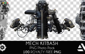 科幻机械机甲照片参考 PNG Photo Pack: Mech Kitbash volume 1