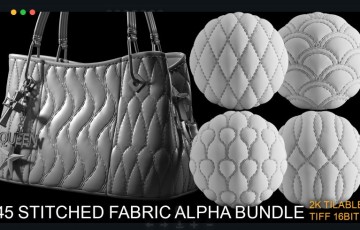 45 种缝合布和织物贴图 STITCHED CLOTH AND FABRIC ALPHA BRUSH BUNDLE vol2