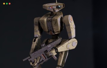 模型资产 – 赛博朋克机器人3D模型 Cyberpunk Robot 3D model