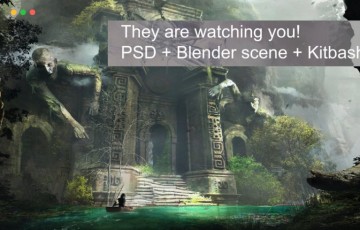 模型资产 – Blender场景工程文件 PSD + Blender scene + Kitbash