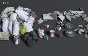 模型资产 – 高精度建筑垃圾3D模型 Construction waste 2022 Low-poly 3D model
