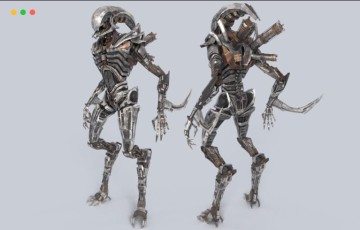 模型资产 – 机甲外星人3D模型 Mecha ALIEN metal alien 3D model