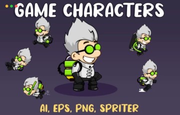 疯狂科学家游戏角色 Mad Scientist Game Character Sprite