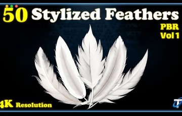 25 种风格化羽毛PBR 纹理 25 Stylized Feather – PBR Textures (MEGA Bundle) – Vol 1
