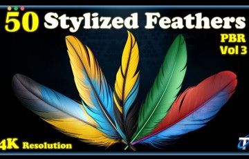 50 组风格化羽毛PBR 纹理 Stylized Feather – PBR Textures (MEGA Bundle) – Vol 3