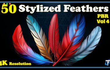 50 组风格化羽毛PBR 纹理 Stylized Feather – PBR Textures (MEGA Bundle) – Vol 4