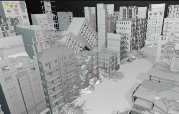 模型资产 – 被毁坏的建筑基础模型 Destroyed Building Base Meshes