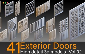 模型资产 – 41 组高细节装饰门3D模型 Exterior Doors- Vol 02- Kitbash- High detail 3d models
