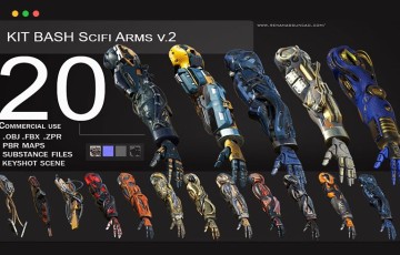 模型资产 – 20 种科幻风格手臂模型  20 Scifi Arms GameReady PBR Maps