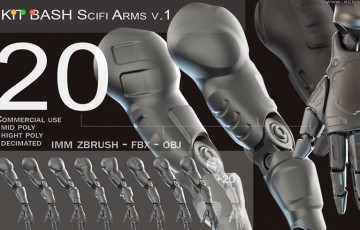 模型资产 – 20 种科幻风格手臂模型 IMM 20 Scifi Arms KitBash