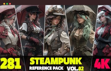 281 张蒸汽朋克角色设计参考包 Steampunk Reference Pack Vol.02