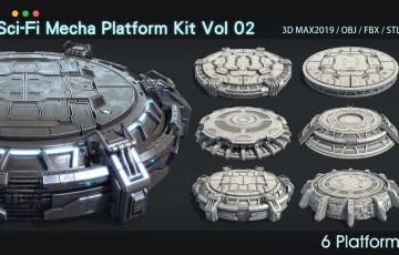 模型资产 – 科幻机甲平台 Sci-Fi Mecha Platform Kit Vol 02