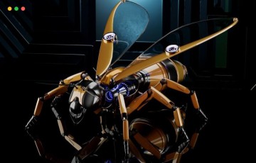 模型资产 – 黄蜂机器人3D模型 Wasp robot 3D model