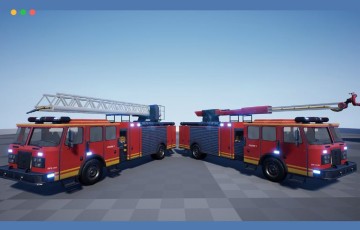 【UE4/5】可驾驶的消防车 Drivable Firetruck Ladder & Water