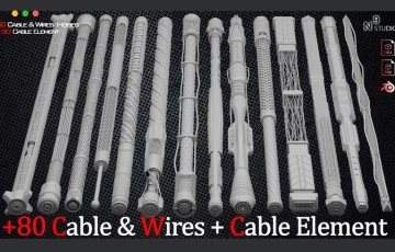 模型资产 – 80 组电缆,电线,软管和电缆元件 Cable ,Wires, Hoses And Cable Element