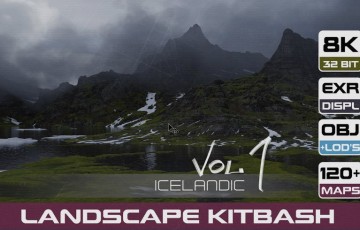 模型资产 – 6 组景观场景冰岛山脉 6 LANDSCAPE KITBASH PACK | Icelandic mountains Vol.1