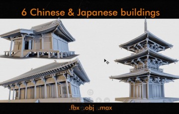 模型资产 – 高细节日式建筑模型 Japanese buildings