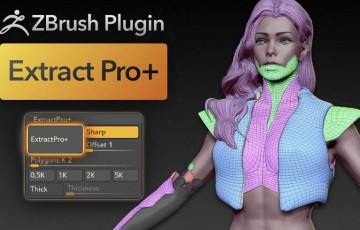 Zbrush插件 – 模型挤出插件 ZBrush Plugin Extract PRO