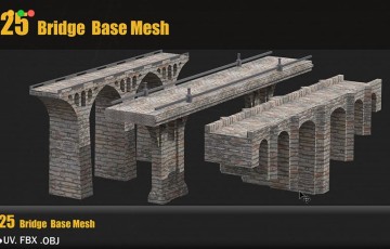 模型资产 – 25 组桥梁3D模型 Bridge Base Mesh