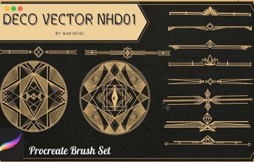 procreate笔刷 – 12 Deco Vector NHD 01 Procreate brushes