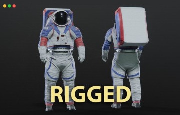 模型资产 – NASA宇航员3D模型 NASA XEMU Artemis Spacesuit Color Rigged 3D Model